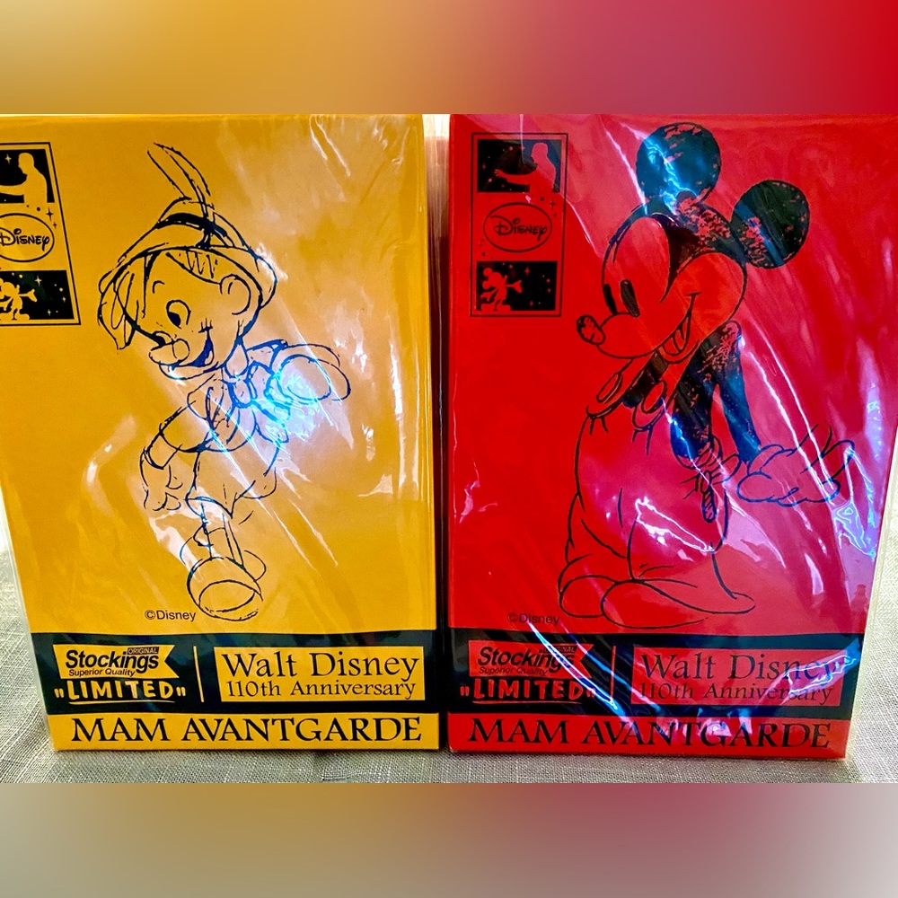 DISNEY stockings - 1 Mickey print & 1 Pinocchio print, new